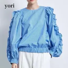 【極美品】yori ヨリ フリルスリーブブラウス ギンガムチェック 2022SS