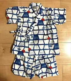 青白格子模様 甚平 甚兵衛 男の子 80cm 90cm