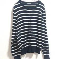 GU ジーユー　レディースカーディガン　ネイビー　ボーダー　Mサイズ