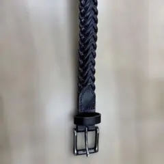 編み込みデザイン ベルト 黒 茶色