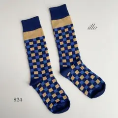 靴下　ソックス　チェック柄　ネイビー　北欧　トラッド　カジュアル　おしゃれ