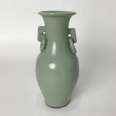 PR130 古い 中国 青釉 双耳 壷 17cm - メルカリ