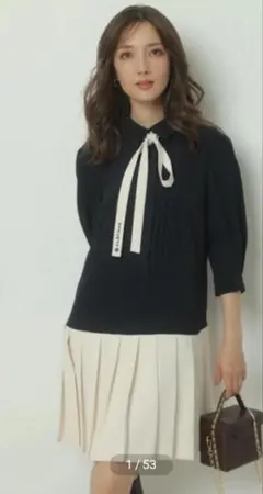 Apuweiser-riche クレイサスコラボ　ボウタイプリーツミニワンピース