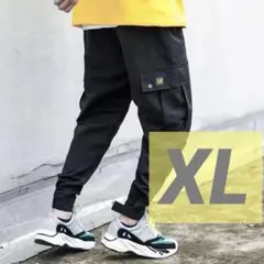 スキニー ジョガーパンツ ストリート テーパードパンツ カーゴパンツ ぶらっく