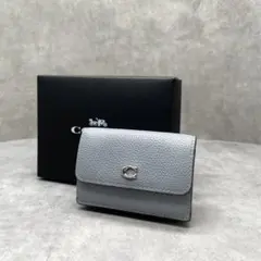 COACH 三つ折り財布 Cロゴ グレー レザー 箱袋付