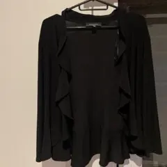 海外古着R&M Richards ブラック フリルカーディガン