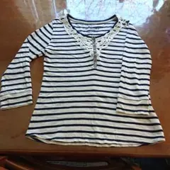 Petir ストライプ 五分袖 Tシャツ