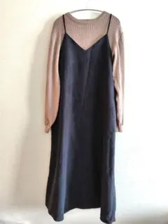 pink adobe キャミワンピース ブラック　セーター ベージュセット