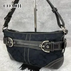 美品【COACH】ワンショルダー ハンドバッグ シグネチャー キャンバス レザー