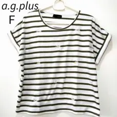 a.g.plus 半袖シャツ Tシャツ ストライプ 花柄 エージープラス F