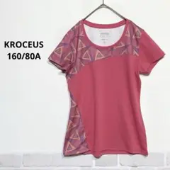 KROCEUS ピンク 幾何学模様 半袖Tシャツ スポーツウエア M相当H982