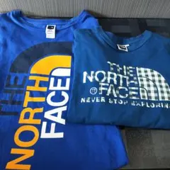【セット】ノースフェイス　tシャツ　ビッグロゴ　青　水色　m　半袖　長袖　二枚