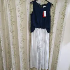 未使用　CECIL McBEE ネイビー ストライプオールインワン