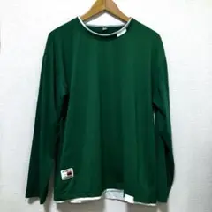 【シンプルデザイン】緑色長袖カットソー XXL