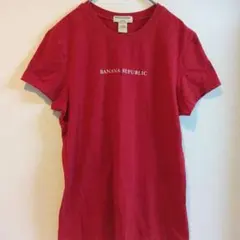 バナナリパブリック【М】 クルーネック 半袖 Tシャツ 赤 綿 バナリパ