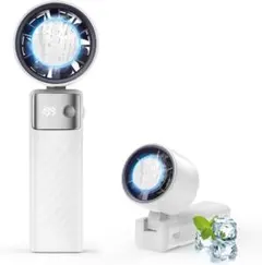 K042 ハンディファン 手持ち扇風機 強力送風 冷却プレート -20℃瞬間冷却