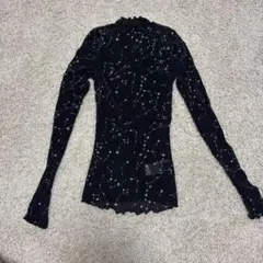 SHEIN 星柄 シアー 長袖トップス ブラックのサムネイル