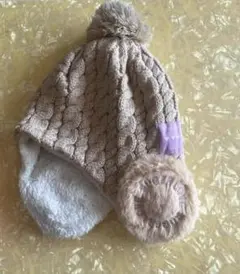 ベージュ ケーブル編み ニット帽