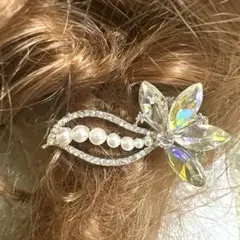 特売☆✴︎ヘアピンコーナー644A輝く蘭の花ビジュークリップお花ヘアアクセ約5cm