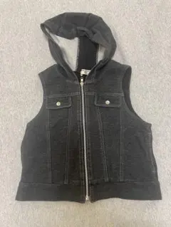 COMME CA DU MODE フード付きダークグレー ベスト