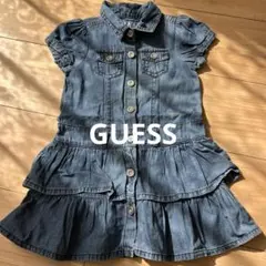 GUESS デニムワンピース Sサイズ 半袖 フリル付き