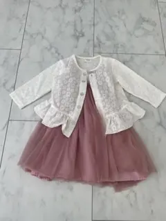 カーディガンとチュールドレスセット 95cm