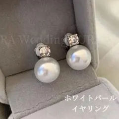 一粒パールイヤリング　シルバー　ホワイト　シンプル上品　結婚式　お呼ばれ　発表会