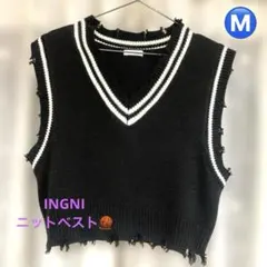 ♦️INGNI ♦️ブラックVネック ニットベスト　М