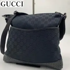 【✨美品✨】グッチ ショルダーバッグ GGキャンバス ブラック