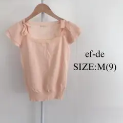【美品】 ef-de レディース 半袖 ブラウス サマーニット 袖フリル リボンのサムネイル