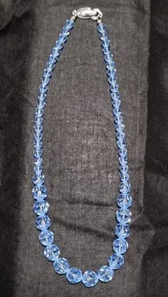 SILVER ブルー クリスタル ビーズ ネックレス