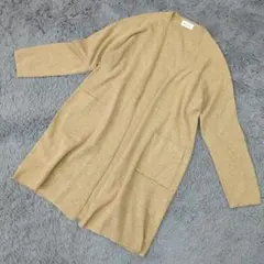 ★b1015 PLST プラステ【M】ベージュ ロングカーディガン ポケット