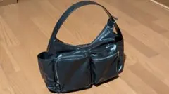 シンセティックレザー/マルチポケットショル ダーバッグ