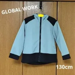 GLOBAL WORK キッズ用水色系グレーと黒のフード付きジャケット