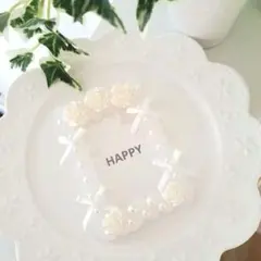【No.261】ホイップトレカケースデコ　白　クリア　バラ　結婚式　記念日