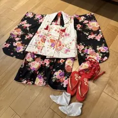 美品 七五三 753 3歳 着物 被布 草履 巾着 髪飾り 長襦袢 17 うさぎ