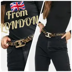 日本未発売　Londonロンドン　ヒョウ柄ベルト　豹柄彪柄ゴールドベルトgold