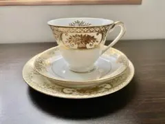 オ－ルドノリタケ　金盛上花籠装飾図紋ティーカップ＆ソ－サ－,プレートトリオ
