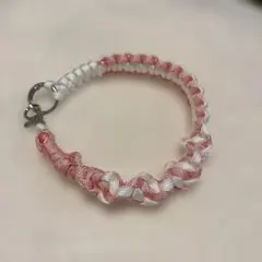パラコード編み込みストラップ ピンクと白
