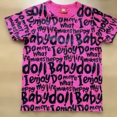 新品未使用 BABYDOLL ロゴ総柄Tシャツ ピンク 140cmのサムネイル