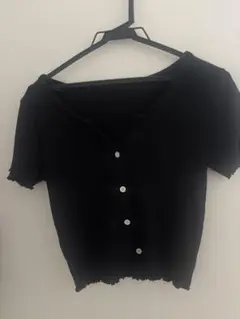 G U 黒いリブ編みタンクトップと半袖セット