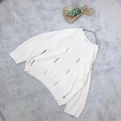 A3161【ジーナシス】アイボリー/スリット入り ニットセーター/ゆるダボ