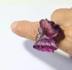 アメジスト紫色の蝶モチーフ リング新品♡