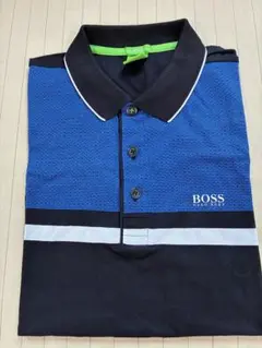 BOSS ポロシャツ 青/黒 ストライプ