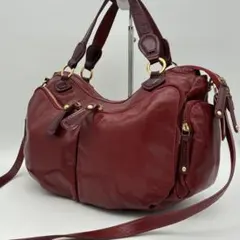 サザビー 2WAY ショルダーバッグ エナメル レザー ボルドー SAZABYのサムネイル