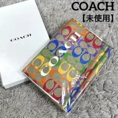 未使用 COACH コーチ レインボーシグネチャー柄 タオルマフラー