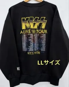 KISS 長袖　トレーナー　スウェット　裏起毛　黒　ブラック　LLサイズ