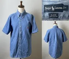 並品 RALPH LAUREN BLAIRE デニム インディゴ 半袖シャツ M