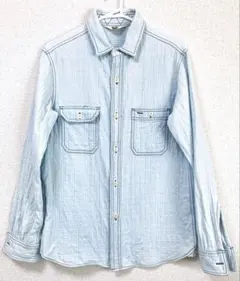 古着　BEN DAVIS 厚手コットン　ワークシャツ　インディゴ染め　Mサイズ