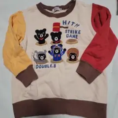 DOUBLE.B クマ刺繍 トレーナー 100cm　もぐらたたき